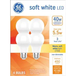 GE Household Lighting GE 4pk 40W Soft White A19 LED Light Bulbs