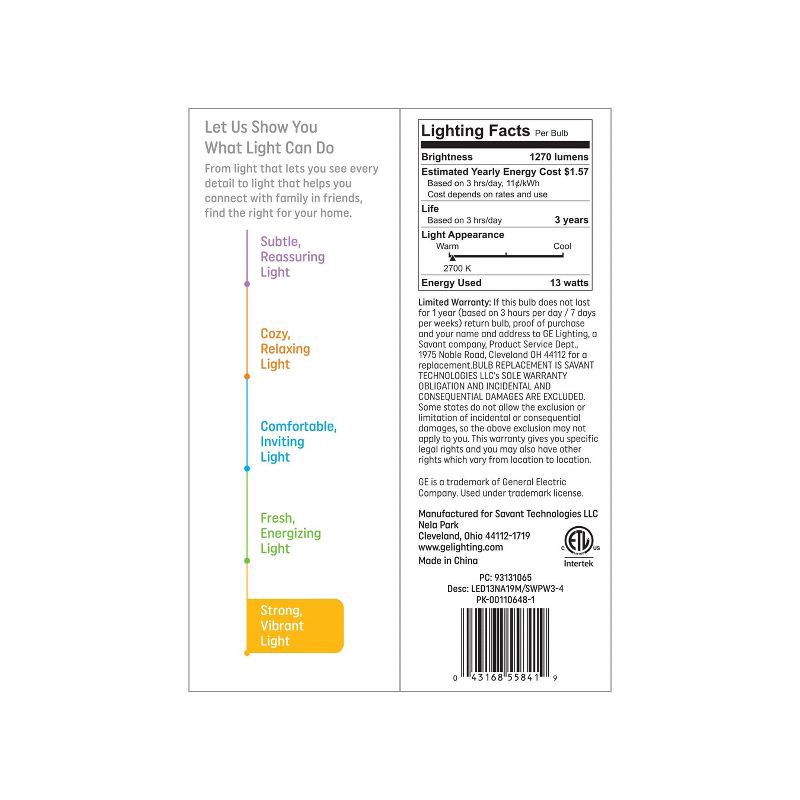 slide 2 of 3, GE Household Lighting GE 4pk 100W Soft White A19 LED Light Bulbs, 4 ct