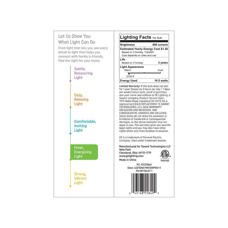 slide 2 of 3, GE Household Lighting GE 4pk 75W Soft White A19 LED Light Bulbs, 4 ct