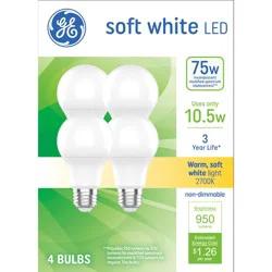 GE Household Lighting GE 4pk 75W Soft White A19 LED Light Bulbs