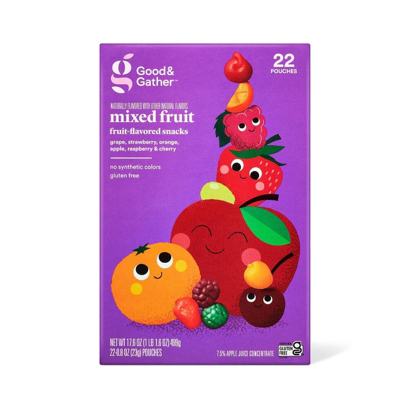 slide 1 of 4, Mixed Fruit Flavored Snacks 17.6oz/22ct - Good & Gather™, 22 ct; 17.6 oz