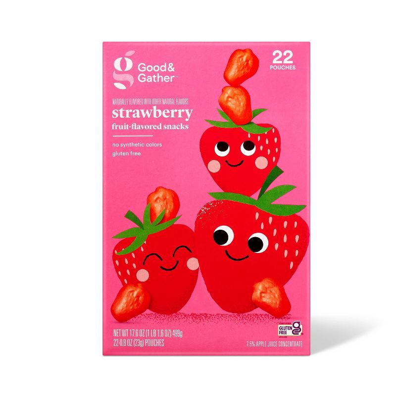 slide 1 of 3, Strawberry Flavored Fruit Snacks 17.6oz/22ct - Good & Gather™, 22 ct; 17.6 oz