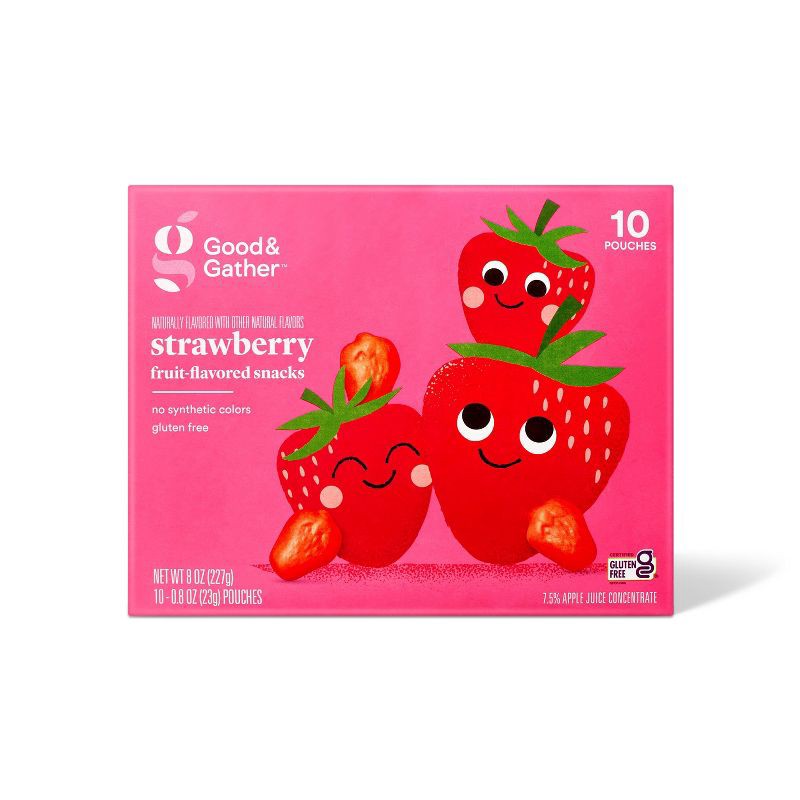 slide 1 of 4, Strawberry Flavored Fruit Snacks - 8oz/10ct - Good & Gather™, 10 ct; 8 oz