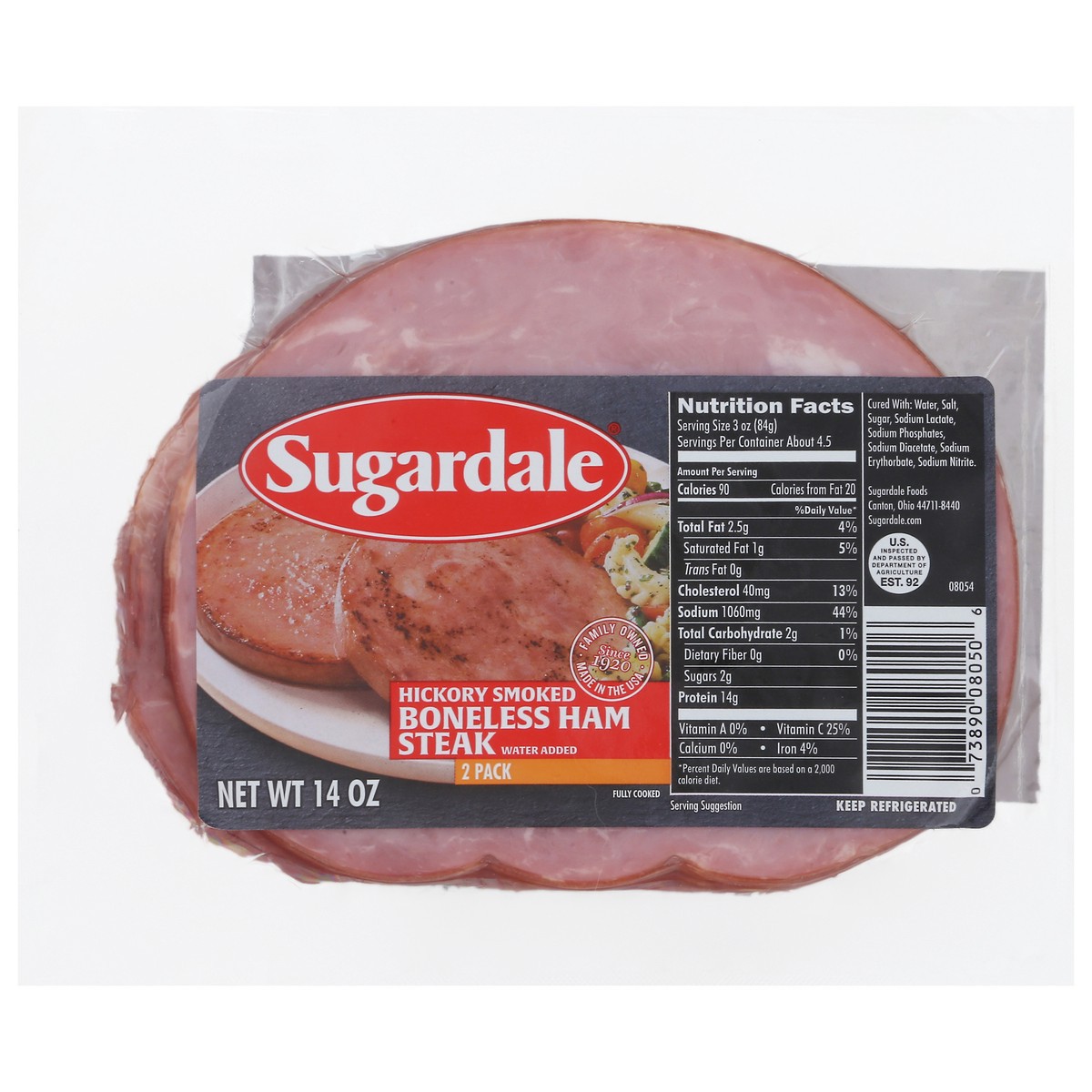 slide 1 of 5, Sugardale Hickory Smoked Boneless Ham Steak 2 Pack, 2 ct