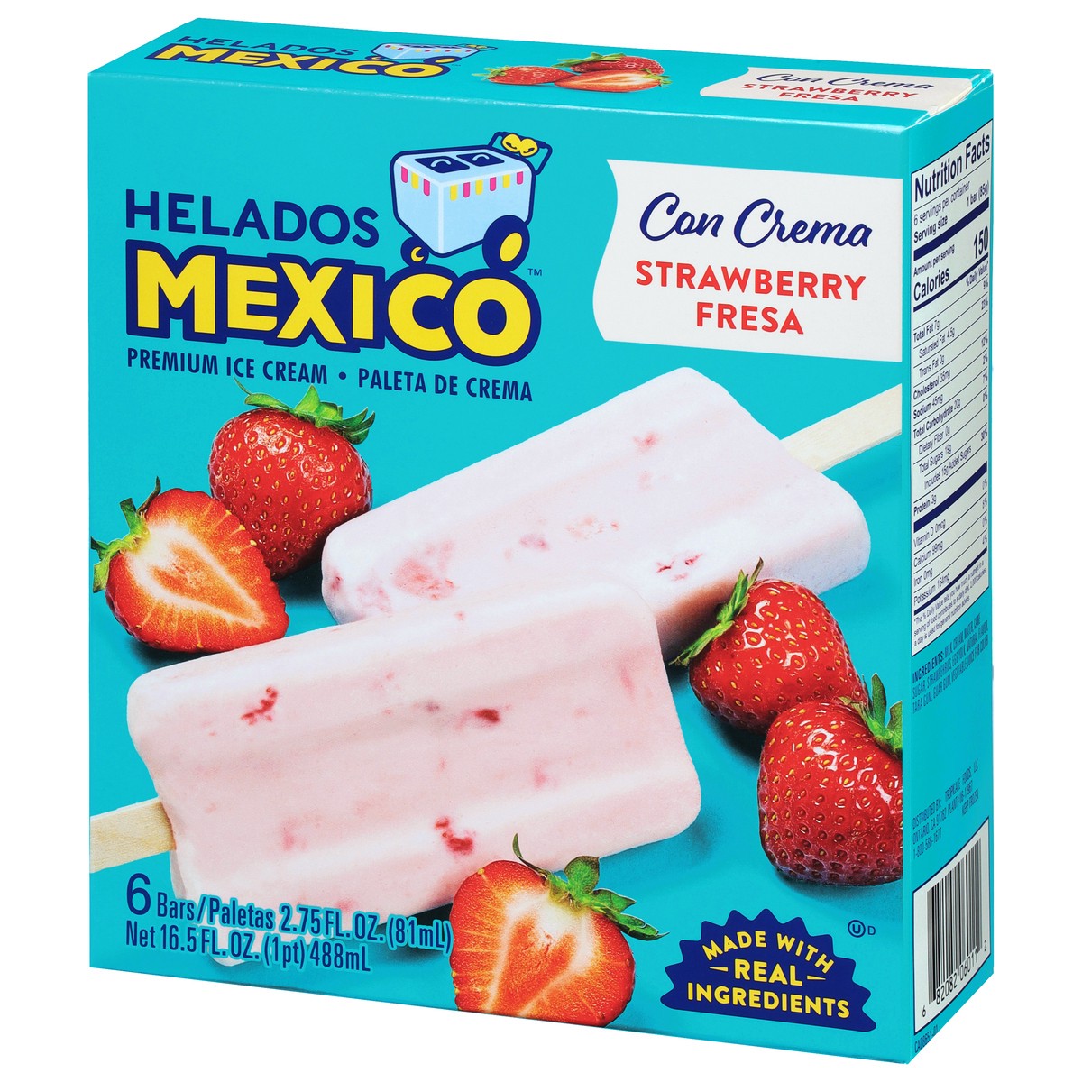slide 6 of 9, Helados Mexico Fresa Strawberry Premium Ice & Paleta De Crema Bar All Natur - 18 Fl. Oz., 18 fl oz