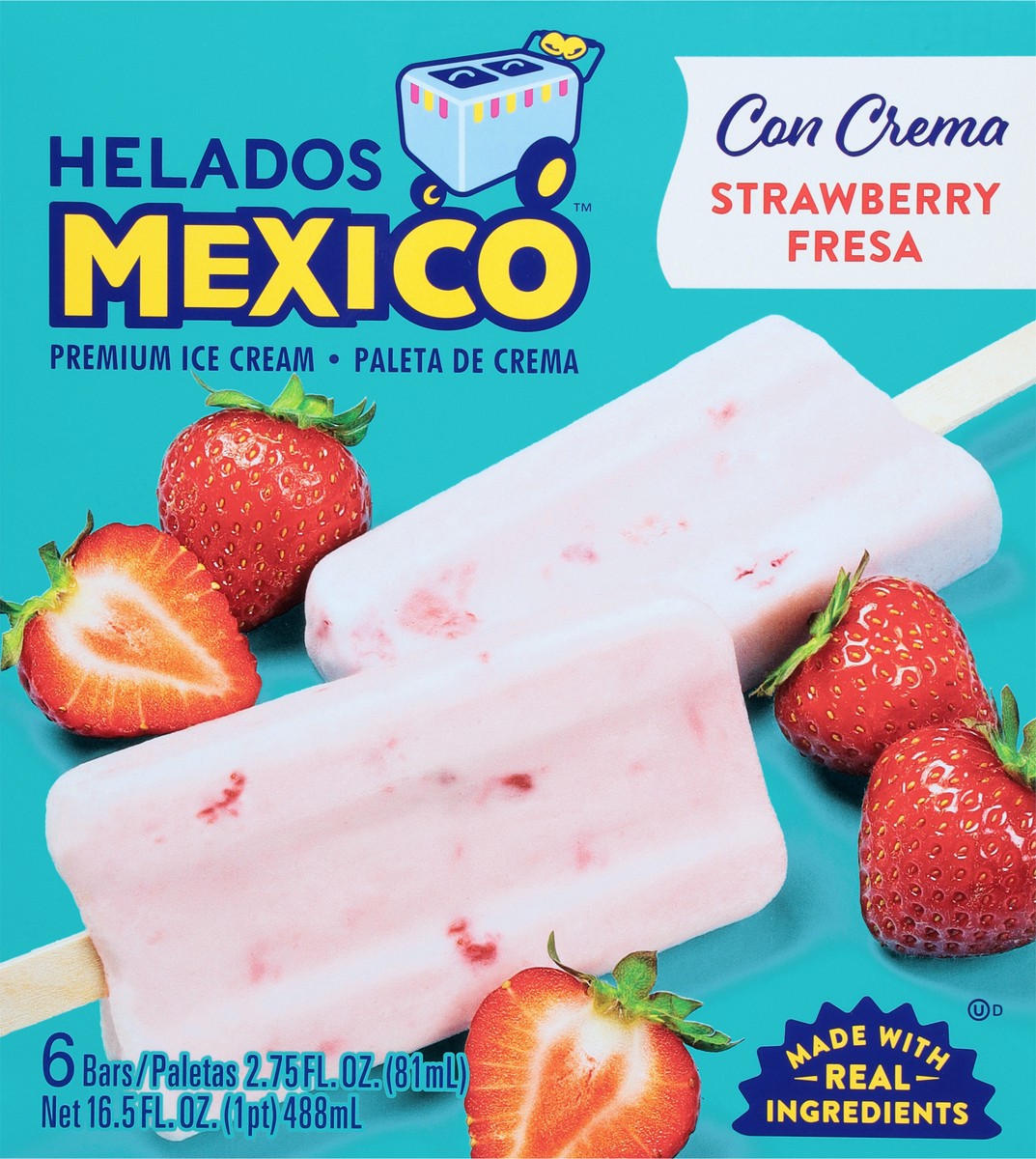 slide 4 of 9, Helados Mexico Fresa Strawberry Premium Ice & Paleta De Crema Bar All Natur - 18 Fl. Oz., 18 fl oz