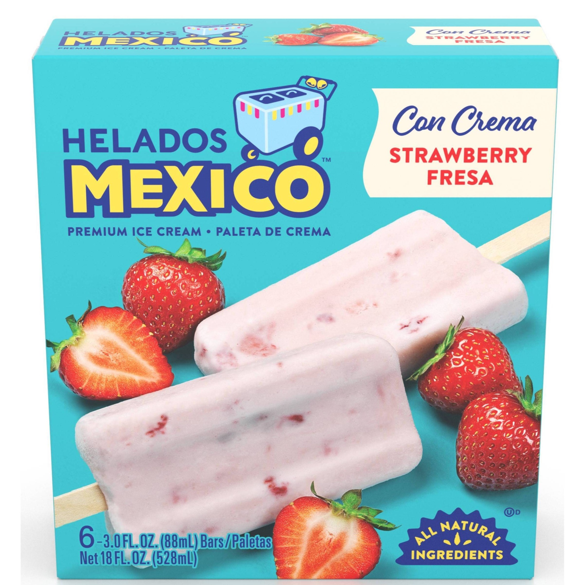 slide 1 of 3, Helados Mexico Strawberry Ice Cream Bars, 6 ct; 3 fl oz