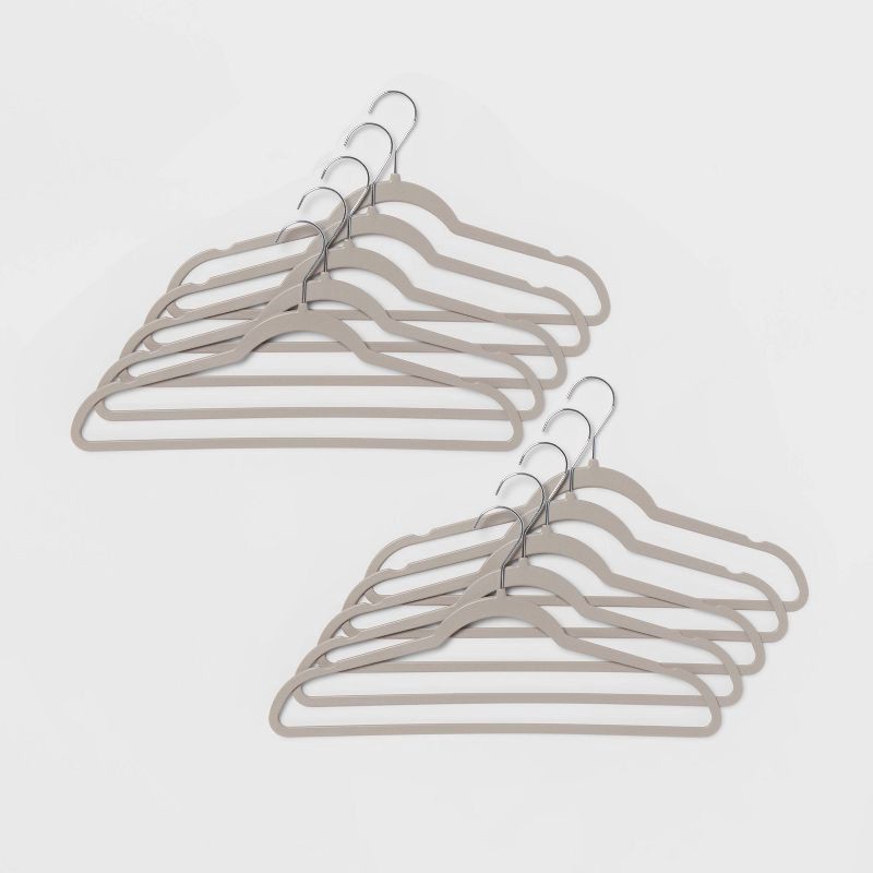 slide 1 of 4, 10pk Thin Plastic Hangers Gray - Brightroom™, 10 ct