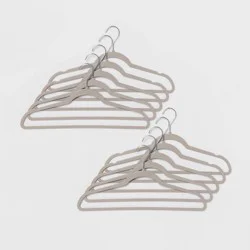 10pk Thin Plastic Hangers Gray - Brightroom™: Slim Clothes Hangers for Adults, 17.5" x 9.1" x 0.2", Household Use