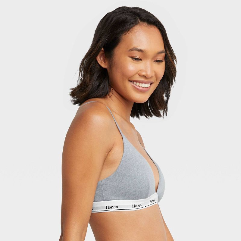 slide 3 of 7, Hanes Originals Women's 2pk Stretch Cotton Triangle Bralette MHT102 - Red/Gray M: Adjustable Straps, Unlined, 2 ct