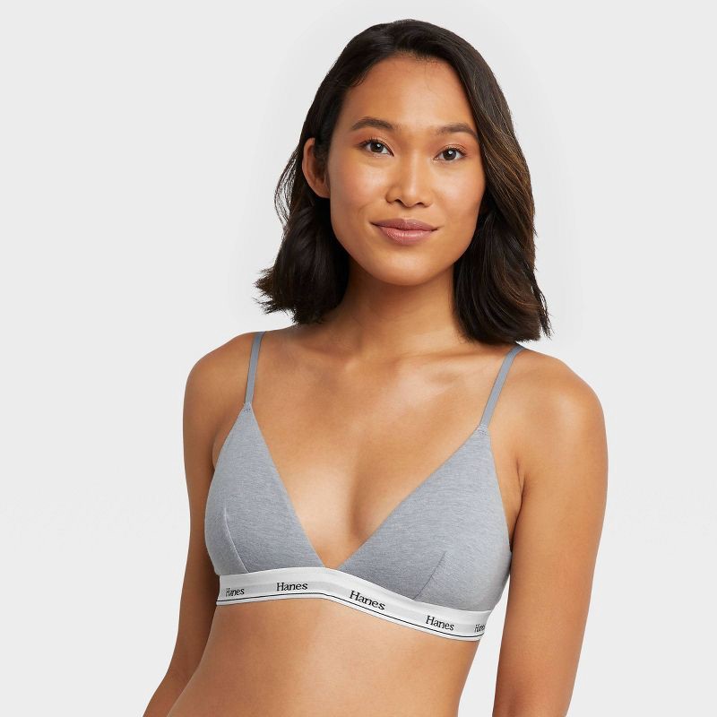 slide 2 of 7, Hanes Originals Women's 2pk Stretch Cotton Triangle Bralette MHT102 - Red/Gray L: Adjustable Strap, Unlined Cup, 2 ct