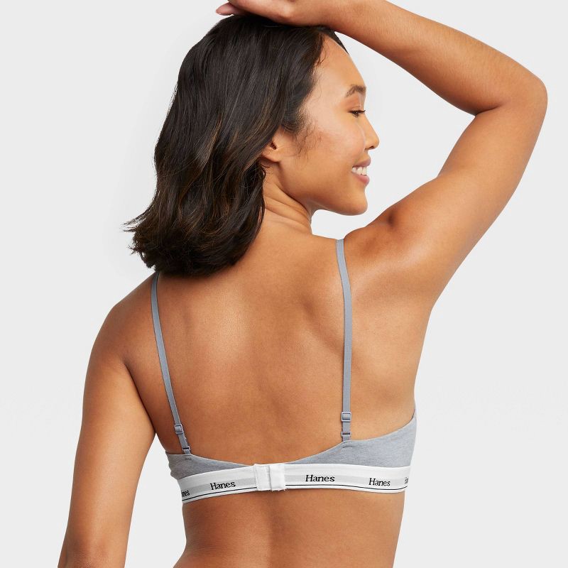 slide 4 of 7, Hanes Originals Women's 2pk Stretch Cotton Triangle Bralette MHT102 - Red/Gray XXL: Adjustable Strap, Unlined Cup, 2 ct