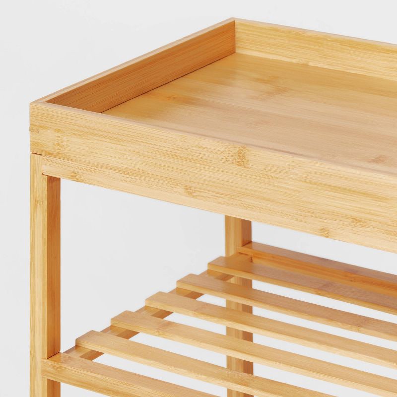 slide 3 of 3, 4 Tier Bamboo Shoe Rack - Brightroom™: Shoe Organizer for Closet & Entryway, Holds 12 Pairs, Freestanding, Multicolored, 1 ct