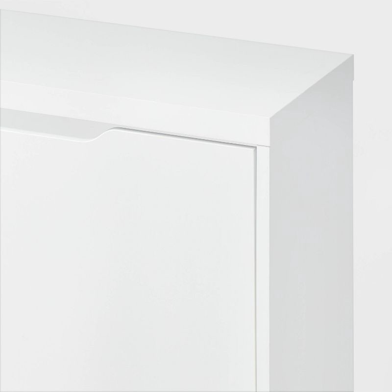 slide 3 of 3, Laminate Pivot Open Shoe Cabinet White - Brightroom™: Shoe Organizer, Holds 12 Pairs, Wood Laminate, Freestanding, 1 ct