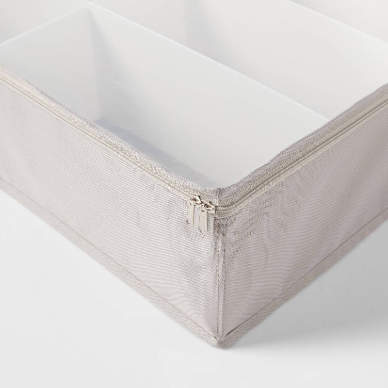 slide 3 of 3, Underbed Fabric Shoe Storage Gray - Brightroom™: Polyester Organizer with Dividers, 12-Pair Capacity, Spot Clean, 1 ct