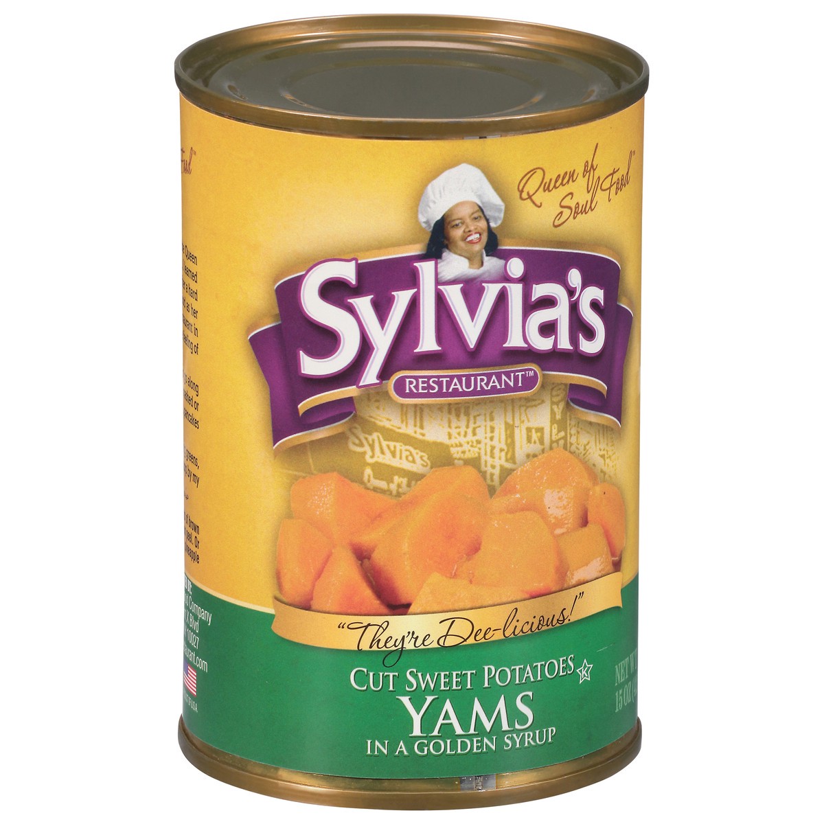 slide 3 of 9, Sylvia's Restaurant Cut Sweet Potatoes Yams in a Golden Syrup 15 oz, 15 oz