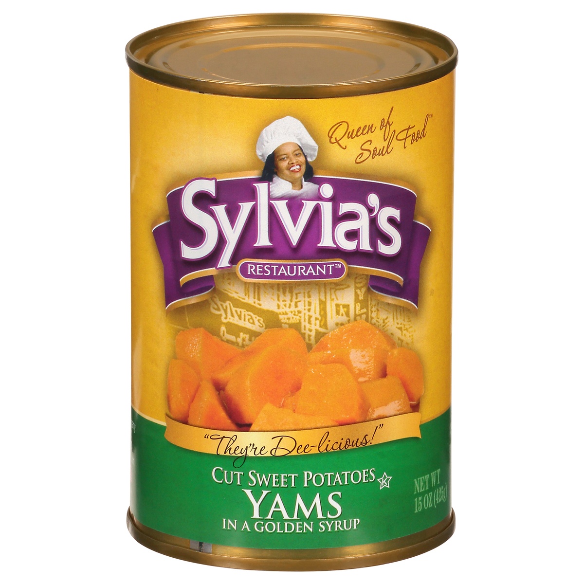 slide 1 of 1, Sylvia's Yams In Light Syrup, 15 oz
