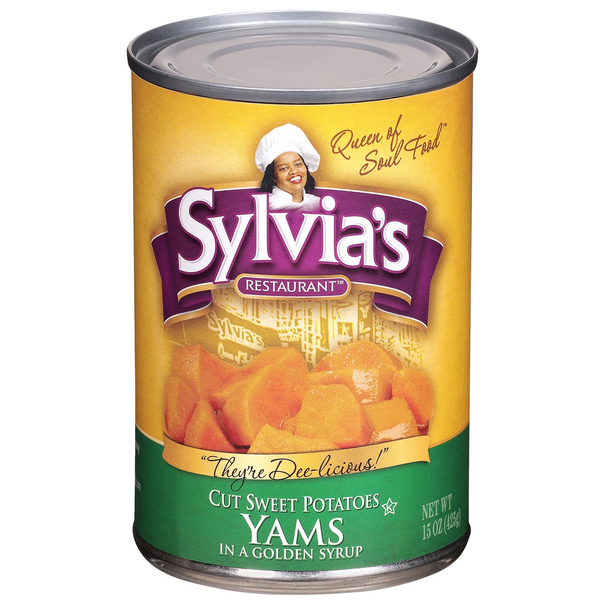 slide 1 of 9, Sylvia's Restaurant Cut Sweet Potatoes Yams 15 oz, 15 oz