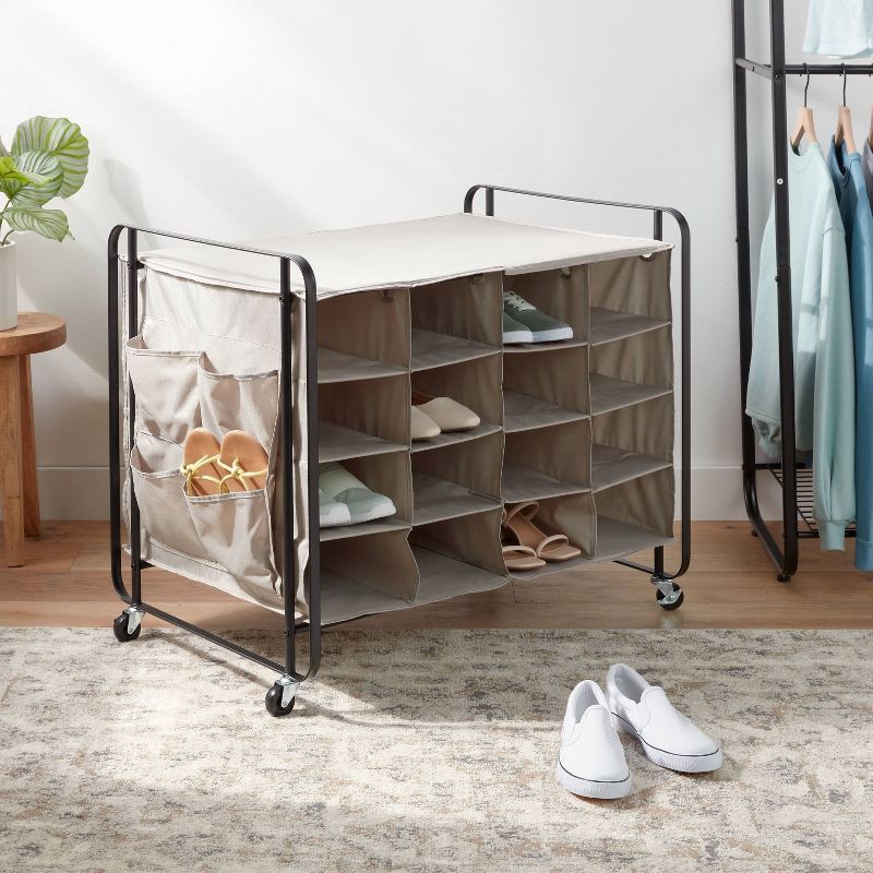 slide 2 of 3, 4 Tier Rolling Cubby Shoe Rack Gray - Brightroom™, 1 ct