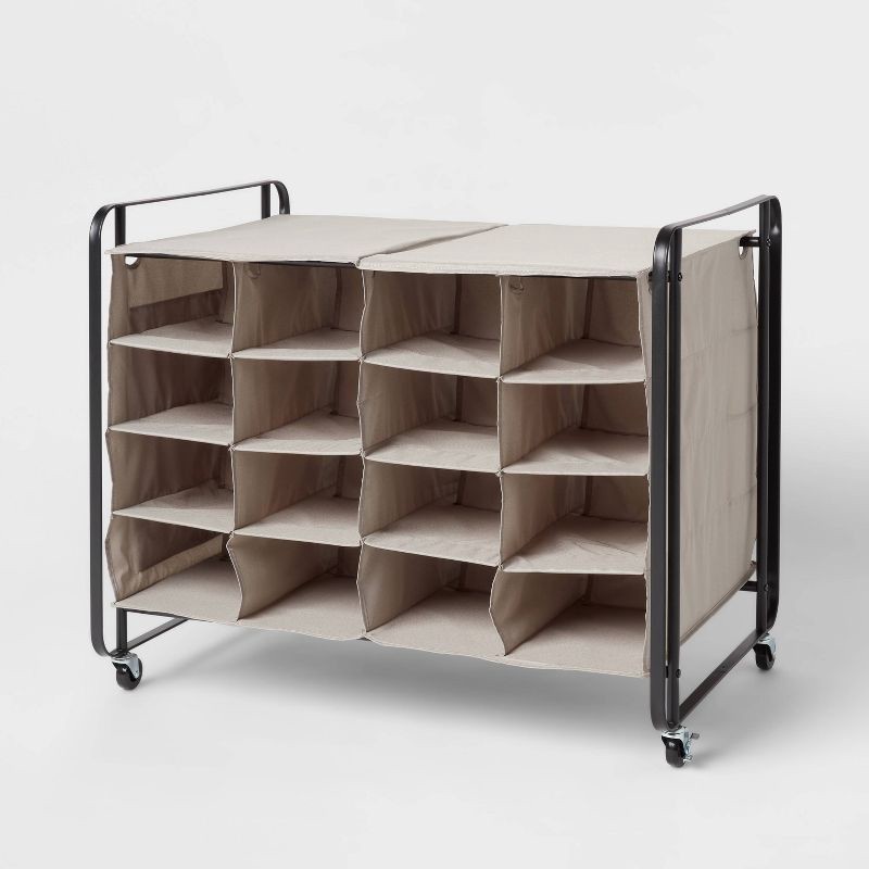 slide 1 of 3, 4 Tier Rolling Cubby Shoe Rack Gray - Brightroom™, 1 ct