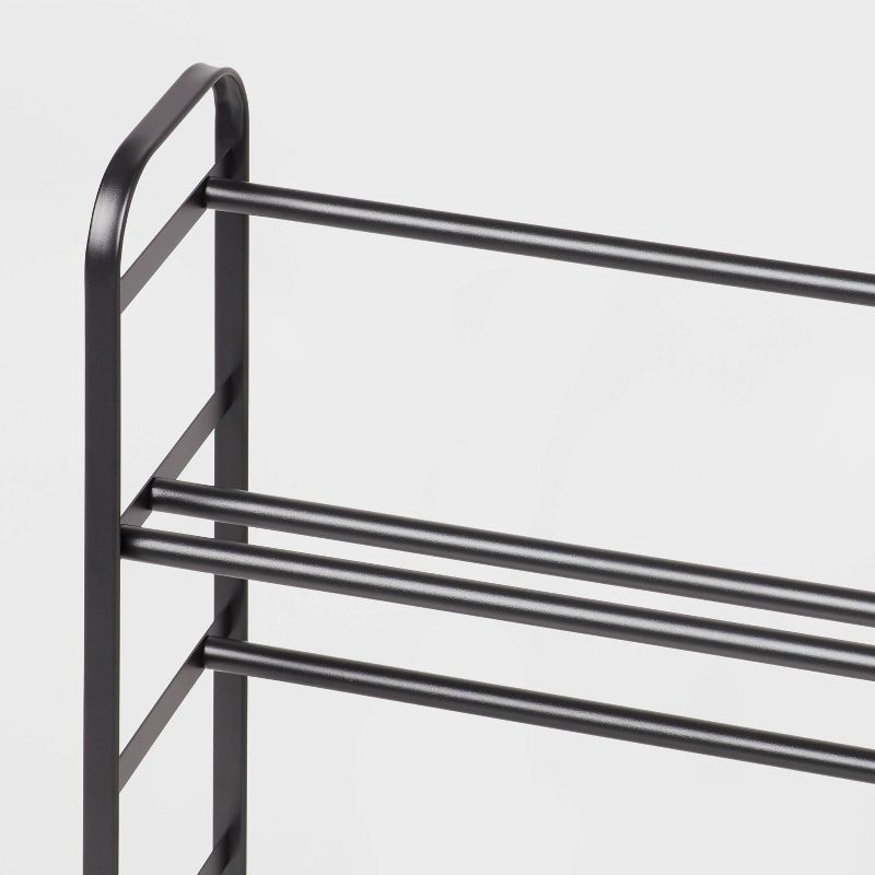 slide 3 of 3, Small Space Metal Shoe Rack Black - Brightroom™: Steel Frame, Freestanding Shoe Organizer, Holds 9 Pairs, 29"x7"x29", 1 ct