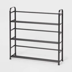 Small Space Metal Shoe Rack Black - Brightroom™: Steel Frame, Freestanding Shoe Organizer, Holds 9 Pairs, 29"x7"x29"