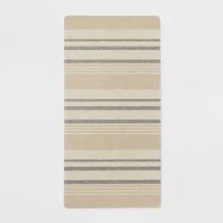 20" x 40" Low Profile Charmed Manor Patterned Polyurethane Kitchen Mat with Foam Rubber Backing Neutral Stripe - Threshold™