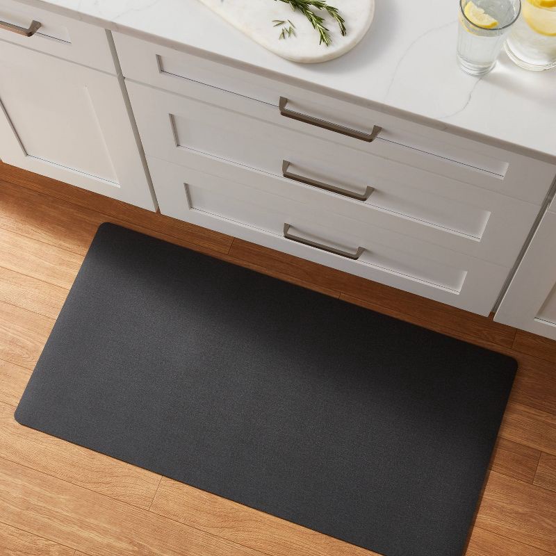 slide 2 of 7, 20" x 40" Low Profile Charmed Manor Patterned Polyurethane Kitchen Mat with Foam Rubber Backing Black - Threshold™, 1 ct