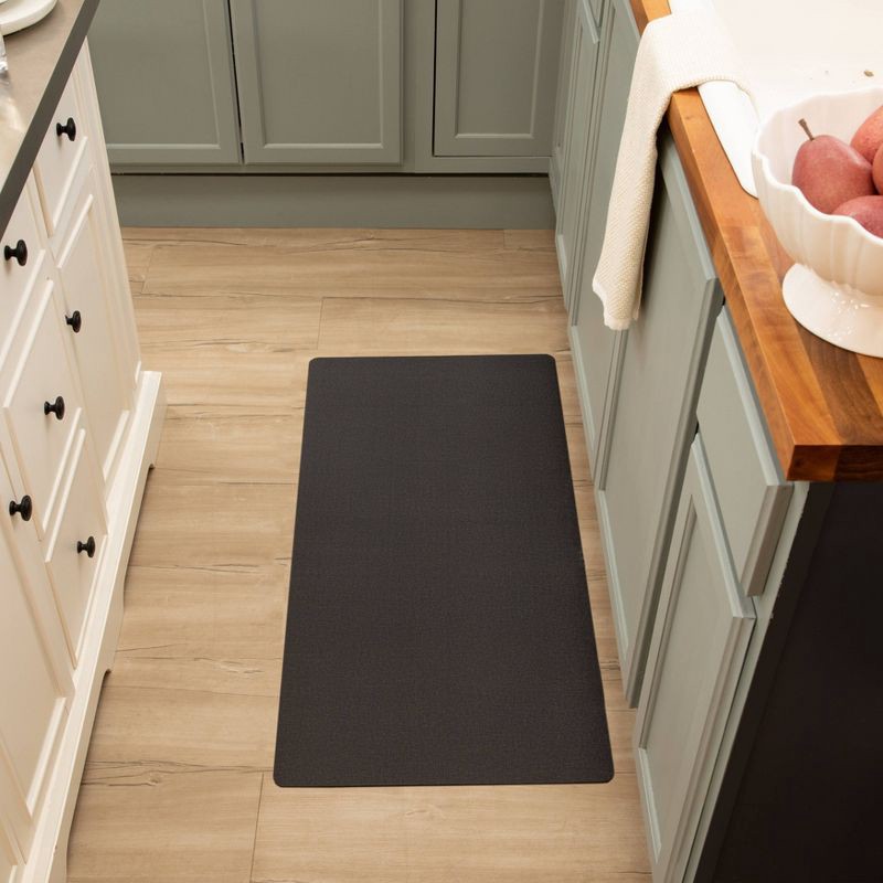 slide 5 of 7, 20" x 40" Low Profile Charmed Manor Patterned Polyurethane Kitchen Mat with Foam Rubber Backing Black - Threshold™, 1 ct