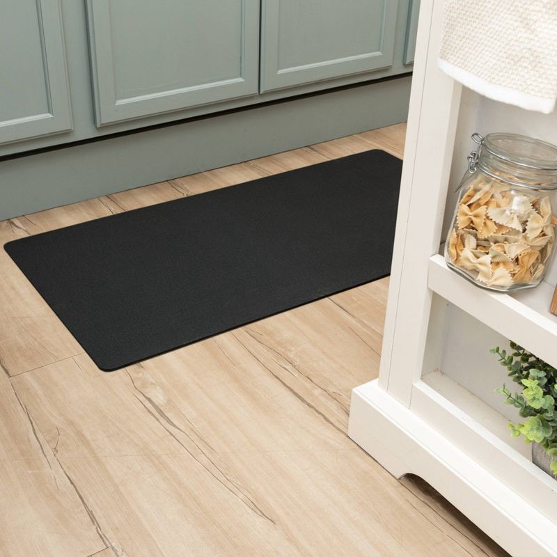 slide 6 of 7, 20" x 40" Low Profile Charmed Manor Patterned Polyurethane Kitchen Mat with Foam Rubber Backing Black - Threshold™, 1 ct