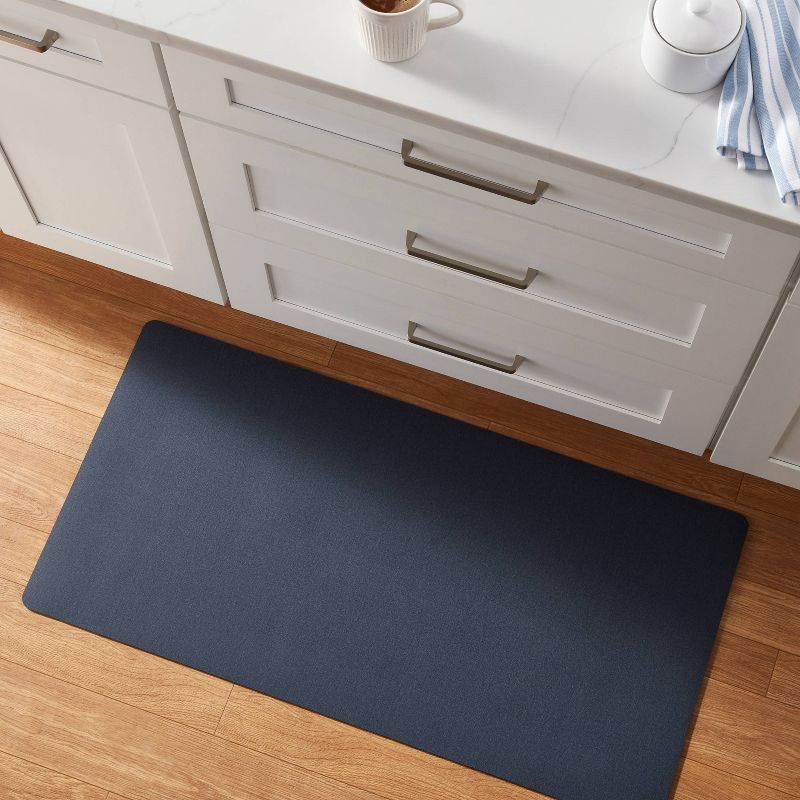 slide 2 of 7, 20" x 40" Low Profile Charmed Manor Patterned Polyurethane Kitchen Mat with Foam Rubber Backing Blue - Threshold™, 1 ct
