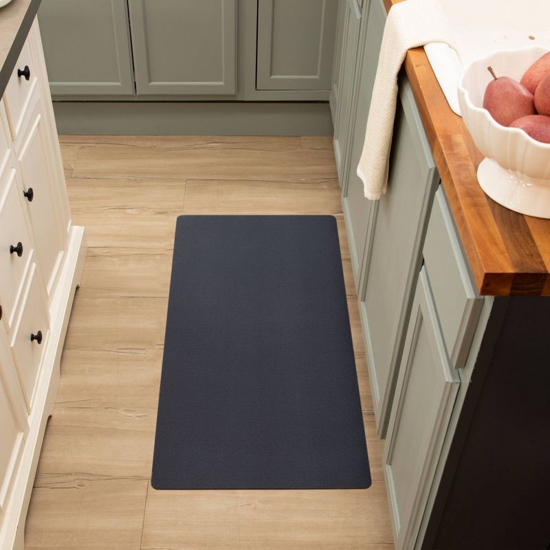 slide 5 of 7, 20" x 40" Low Profile Charmed Manor Patterned Polyurethane Kitchen Mat with Foam Rubber Backing Blue - Threshold™, 1 ct