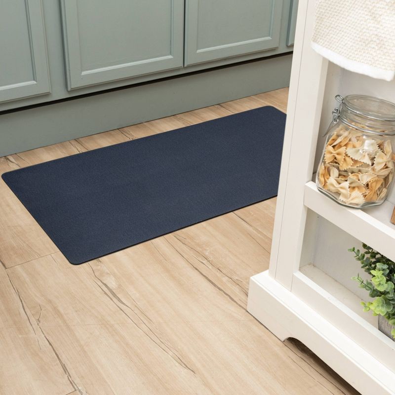 slide 6 of 7, 20" x 40" Low Profile Charmed Manor Patterned Polyurethane Kitchen Mat with Foam Rubber Backing Blue - Threshold™, 1 ct