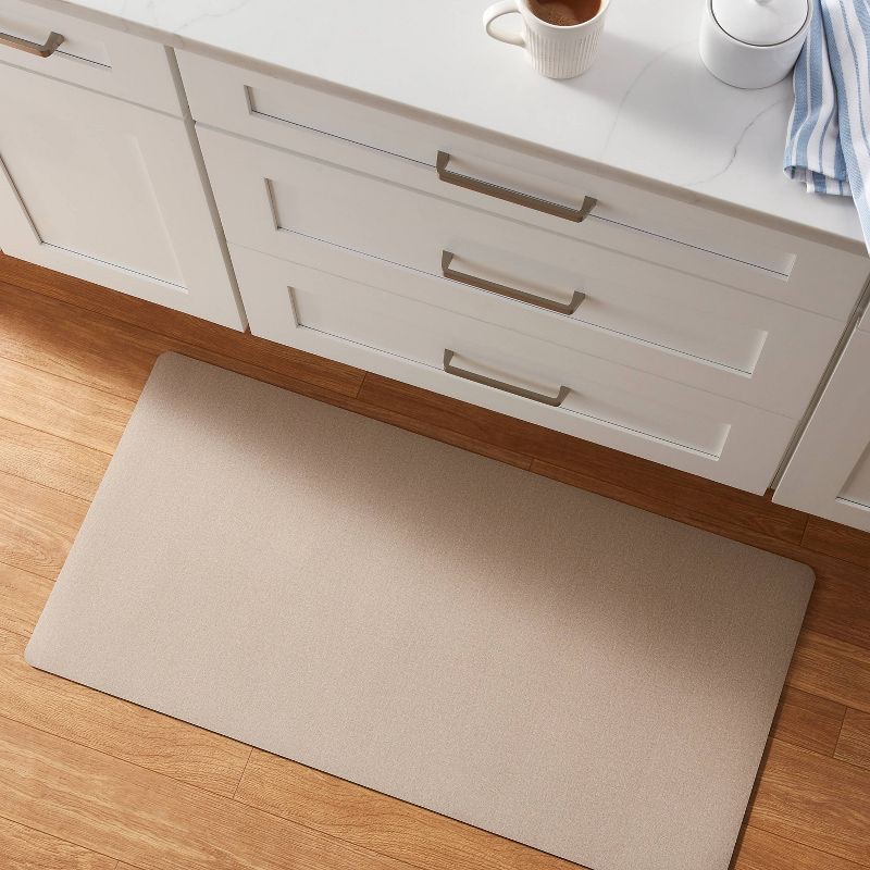 slide 2 of 7, 20" x 40" Low Profile Charmed Manor Patterned Polyurethane Kitchen Mat with Foam Rubber Backing Beige - Threshold™, 1 ct