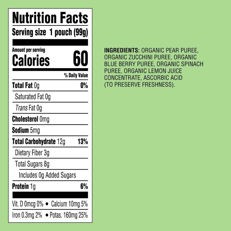slide 4 of 4, Organic Pear Zucchini Blueberry Spinach Baby Food Pouch - 3.5oz - Good & Gather™, 3.5 oz