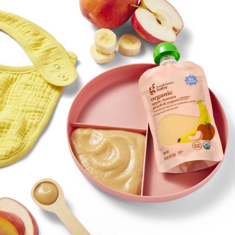 slide 3 of 4, Organic Apple Banana Peach Yogurt Baby Food Pouch - 4oz - Good & Gather™, 4 oz