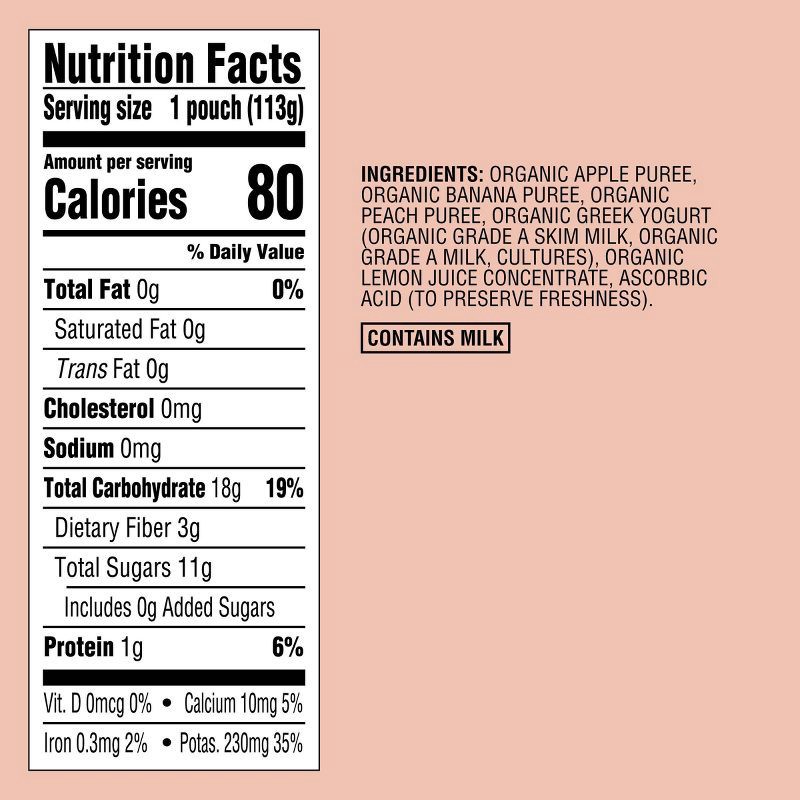 slide 4 of 4, Organic Apple Banana Peach Yogurt Baby Food Pouch - 4oz - Good & Gather™, 4 oz