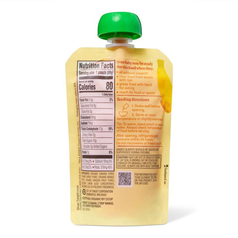 slide 2 of 4, Organic Banana Carrot Mango Baby Food Pouch - 3.5oz - Good & Gather™, 3.5 oz