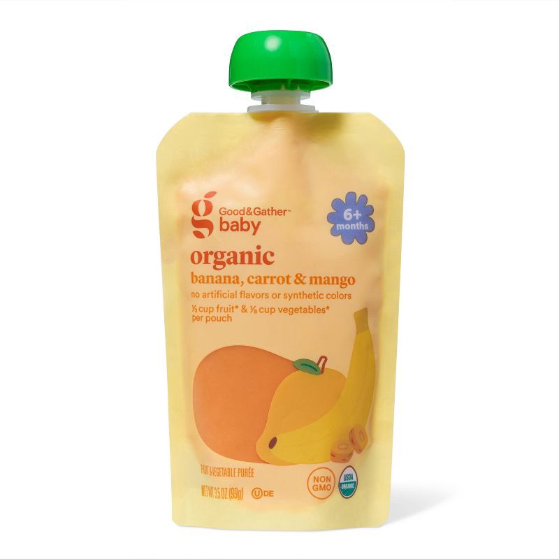 slide 1 of 4, Organic Banana Carrot Mango Baby Food Pouch - 3.5oz - Good & Gather™, 3.5 oz