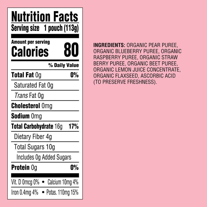 slide 4 of 4, Organic Pear Mixed Berry Beet Flax Baby Food Pouch - 4oz - Good & Gather™, 4 oz
