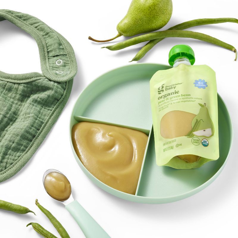 slide 3 of 4, Organic Pear Green Beans Baby Food Pouch - 3.5oz - Good & Gather™, 3.5 oz