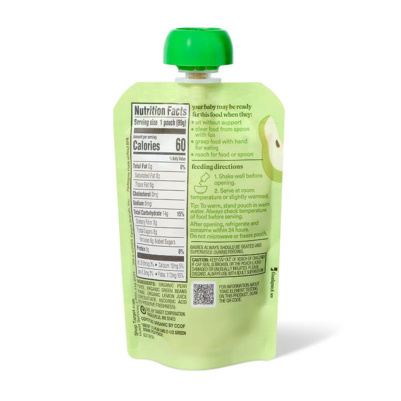 slide 2 of 4, Organic Pear Green Beans Baby Food Pouch - 3.5oz - Good & Gather™, 3.5 oz