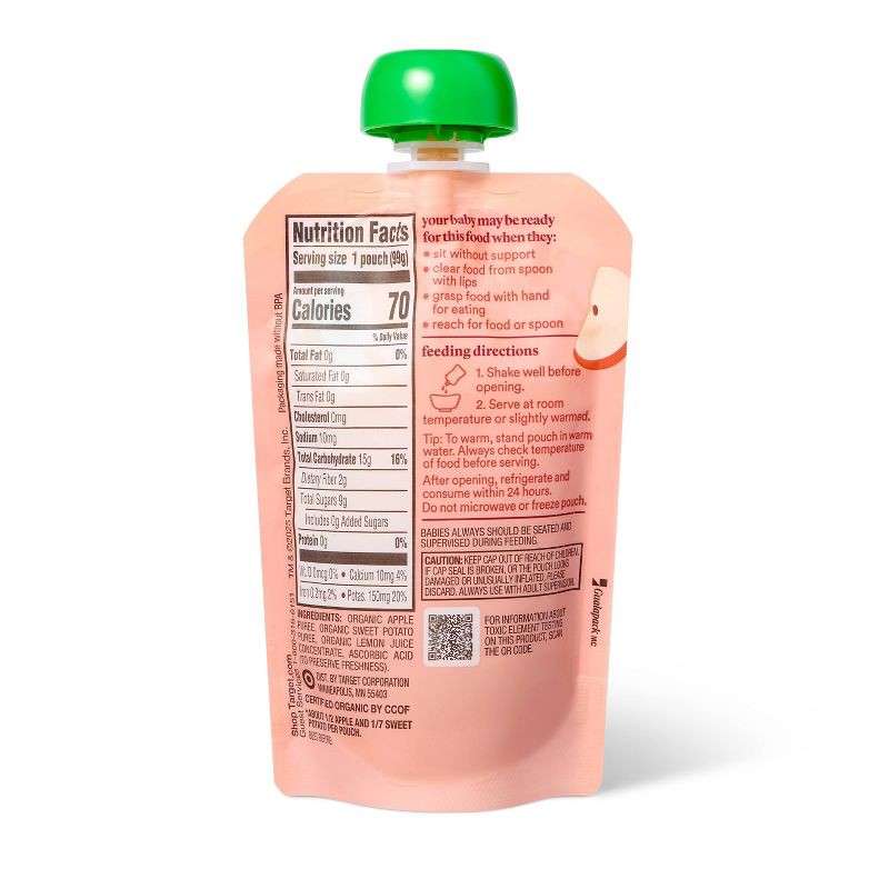 slide 2 of 4, Organic Apple Sweet Potato Baby Food Pouch - 3.5oz - Good & Gather™, 3.5 oz