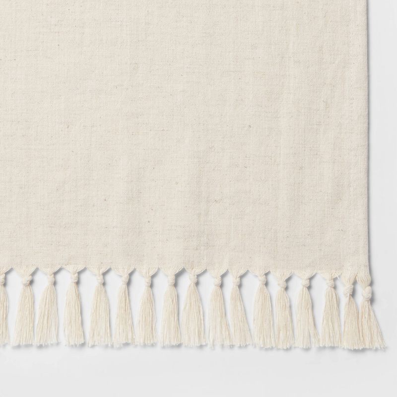 slide 3 of 3, 60" x 104" Cotton Slub Tablecloth with Tied Fringe Light Beige - Threshold™, 1 ct
