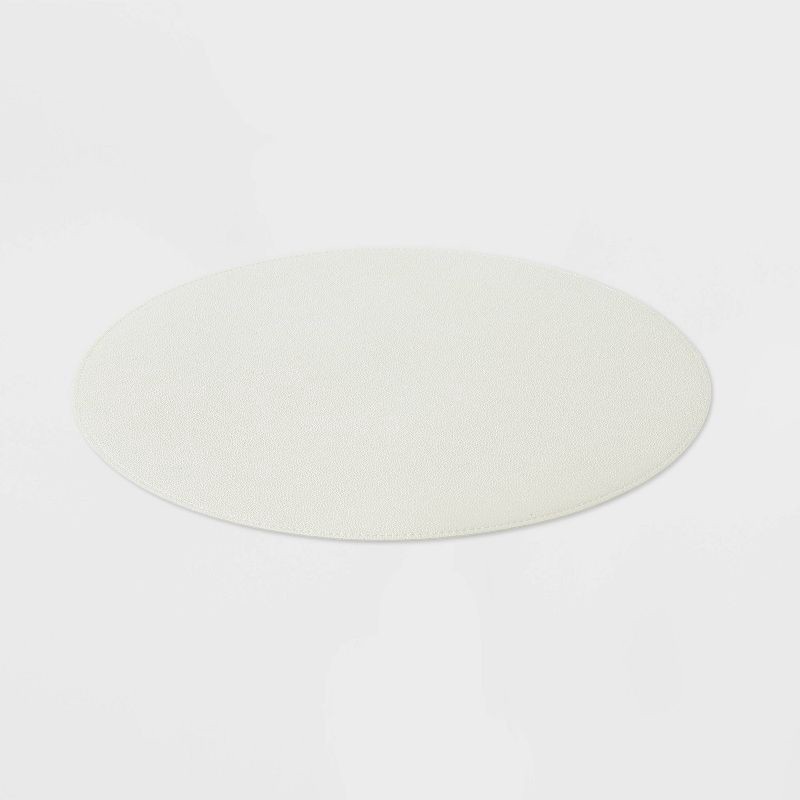 slide 3 of 4, 15" Round Pebble Faux Leather Charger Ivory - Threshold™, 1 ct