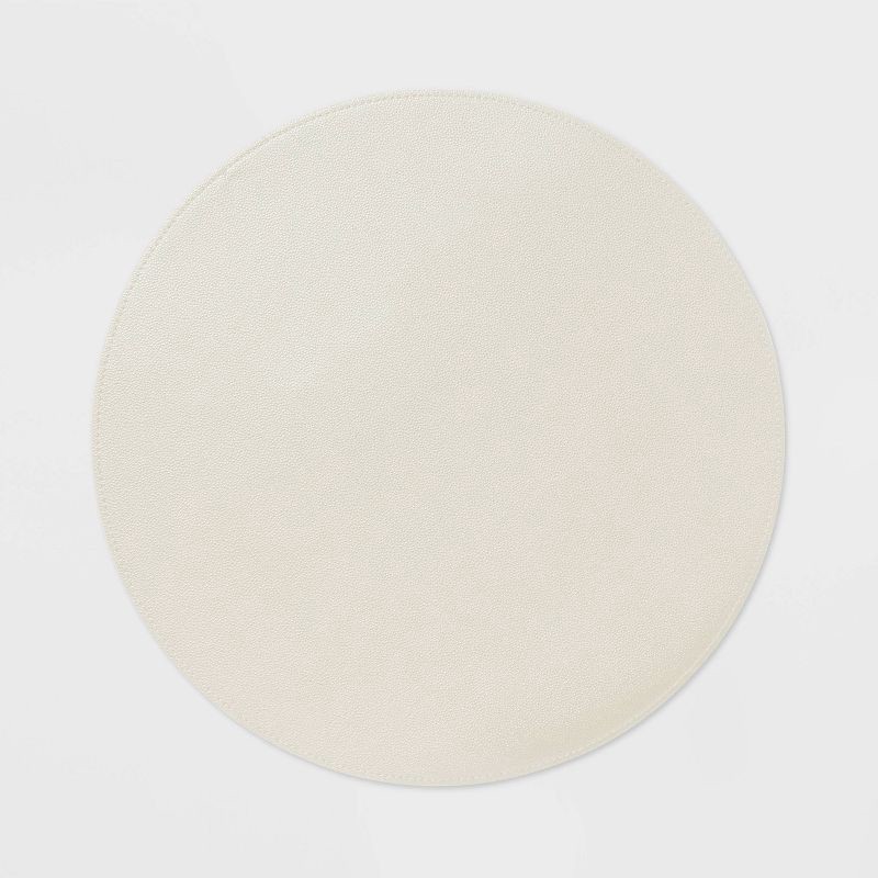 slide 1 of 4, 15" Round Pebble Faux Leather Charger Ivory - Threshold™, 1 ct