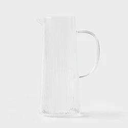 Ribbed Glass Pitcher Clear - Threshold™: 40.5oz Dishwasher-Safe Beverage Server for Hot/Cold Drinks