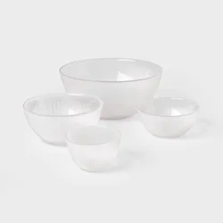 4pc Ribbed Glass Bowl Set Clear - Threshold™: Dishwasher-Safe Serving Bowls, Lead-Free, 72.7oz & 22oz Capacity
