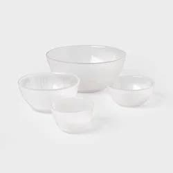 4pc Ribbed Glass Bowl Set Clear - Threshold™: Dishwasher-Safe Serving Bowls, Lead-Free, 72.7oz & 22oz Capacity