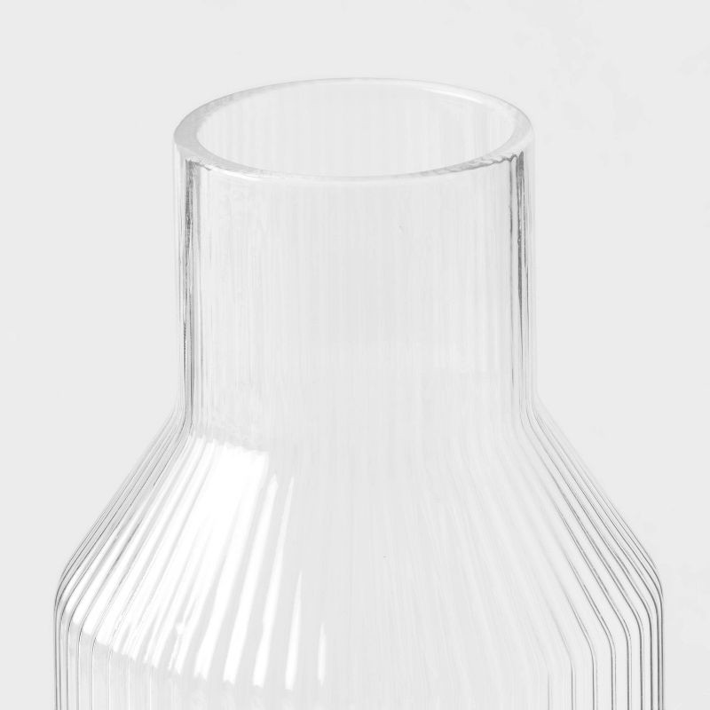slide 3 of 3, Ribbed Glass Carafe Clear - Threshold™: Dishwasher-Safe Beverage Server, 50oz Cold Drink Pitcher, Cadmium-Free Glass, 50 oz